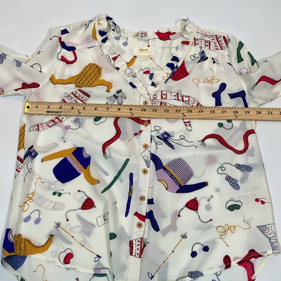 Anthropologie Maeve Marisol Ruffled Ski Blouse Top Size 2 EUC - Picture 5 of 12